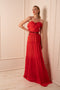 שמלת ערב אדומה ממשי