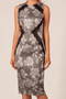 Brocade cocktail dress.